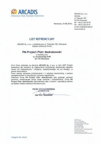 List referencyjny Arcadis